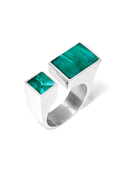 Bague Ouverte – Galalite Verte